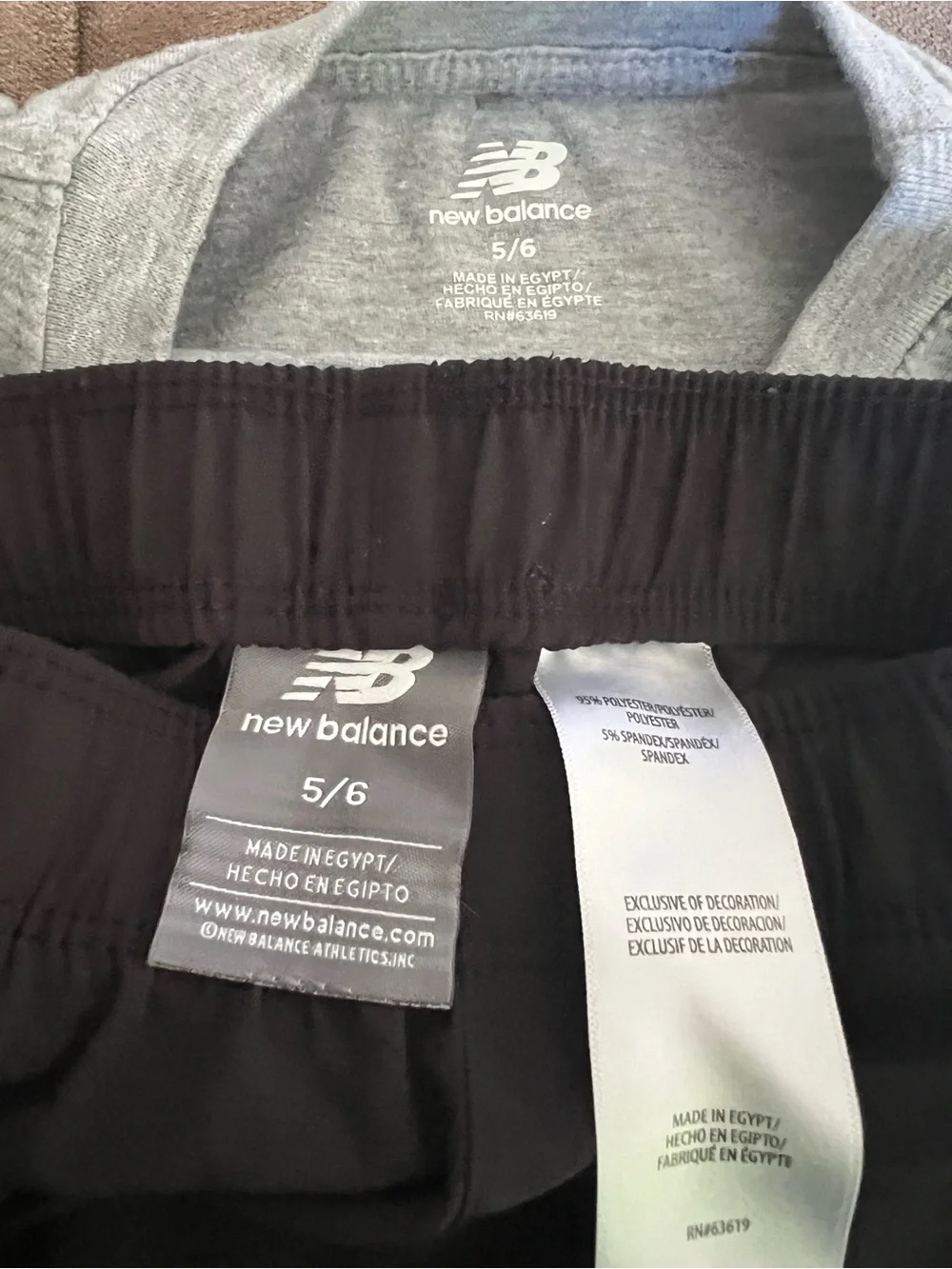 New Balance Kids Bottoms in Black and Gray